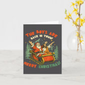 Santa &amp; Jesus Back In Town Merry Christmas, Ho Kaart (Gele Bloem)