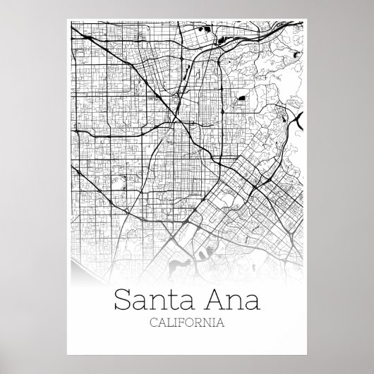Santa Ana Map - California - City Map Poster (Voorkant)