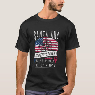 Santa Ana Verenigde Staten Vlag GPS Coördinaten Sa T-shirt