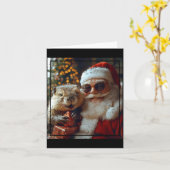 Santa And Beaver Selfie Funny Christmas Design  Kaart (Gele Bloem)