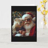 Santa And Beaver Selfie Funny Christmas Design  Kaart (Gele Bloem)