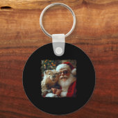 Santa And Beaver Selfie Funny Christmas Design  Sleutelhanger (Voorkant)