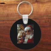 Santa And Beaver Selfie Funny Christmas Design  Sleutelhanger (Voorkant)