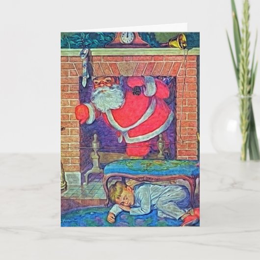  Santa and Child Digital Art Feestdagen Kaart (Voorkant)