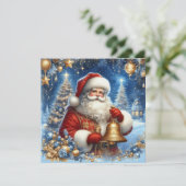 Santa and Christmas tree beautiful customisable Feestdagenkaart (Staand voorkant)
