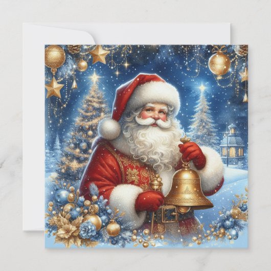 Santa and Christmas tree beautiful customisable Feestdagenkaart (Voorkant)