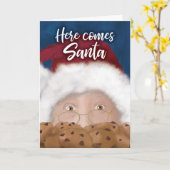 Santa and Cookies Watercolor Christmas Card Kaart (Gele Bloem)