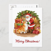 Santa and Corgi Christmas Postcard Briefkaart (Voorkant / Achterkant)
