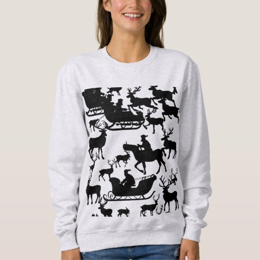 Santa and deer chrismas sweat-shirt for ladies  trui (Voorkant)
