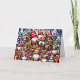 Santa and Elf Gnomes Christmas Feestdagen Kaart