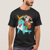 santa and elf riding narwhal t-shirt (Voorkant)