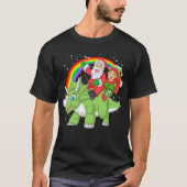 santa and elf riding triceratops t-shirt (Voorkant)