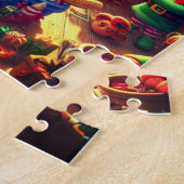 Santa and His Cute Little Elves Christmas Holiday Legpuzzel (Zijkant)