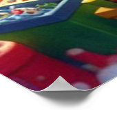 Santa and His Cute Little Elves in His Workshop Poster (Hoek)