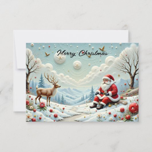 Santa and His Reindeer in Snowy Landscape (Voorkant)