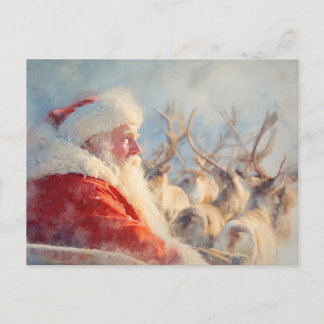 Santa and his reindeers postcard briefkaart