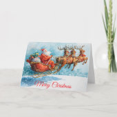 Santa and his Sleigh Feestdagen Kaart (Voorkant)