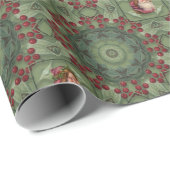 Santa and Holly Pattern Cadeaupapier (Rol Hoek)