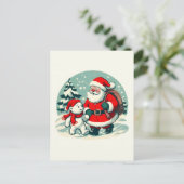 Santa and little polar bear briefkaart (Staand voorkant)