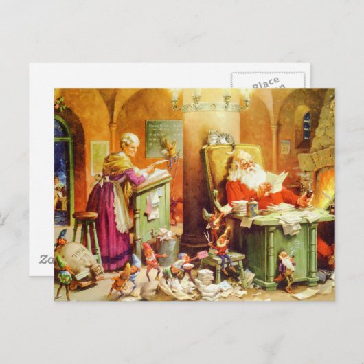 Santa And Mrs. Claus at the North Pole Feestdagenkaart (Voorkant / Achterkant)