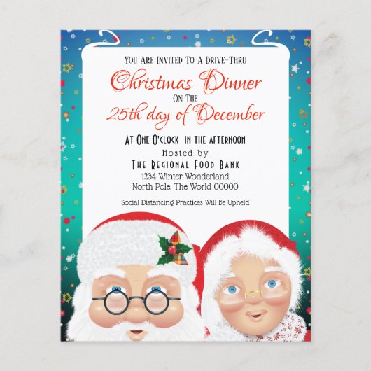Santa and Mrs Claus Drive Thru Kerstfeestdag Flyer (Voorkant)
