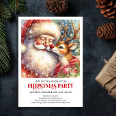 Santa and Red Nose Rudolph Christmas Party Invite Kaart