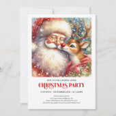 Santa and Red Nose Rudolph Christmas Party Invite Kaart (Voorkant)