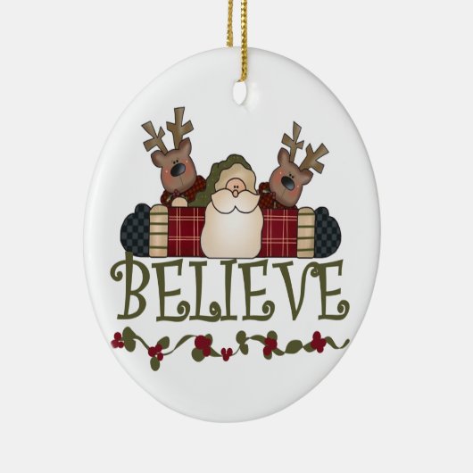 Santa and Reindeer Believe Keepomwille Ornament (Rechts)