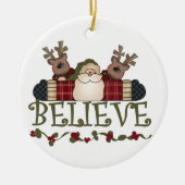 Santa and Reindeer Believe Keepomwille Ornament (Voorkant)