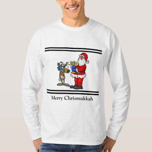 Santa and Reindeer Chrismukkah T-shirt (Voorkant)