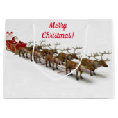 Santa and Reindeer Gift Bag Groot Cadeauzakje (Voorkant)