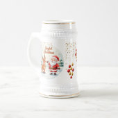 Santa and Reindeer Joy Mug – Cute Holiday Cup  Bierpul (Voorkant links)