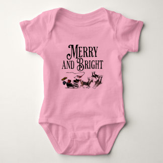 Santa and Reindeer Merry and Bright Baby Bodysuit/ Romper