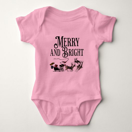Santa and Reindeer Merry and Bright Baby Bodysuit/ Romper (Voorkant)