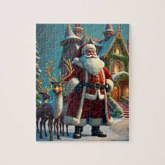 Santa and Reindeer Puzzle Legpuzzel (Verticaal)