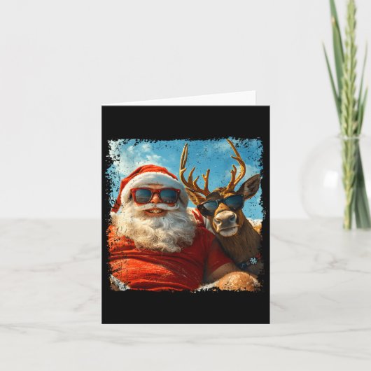 Santa And Reindeer Selfie Funny Christmas Vacation Kaart (Voorkant)