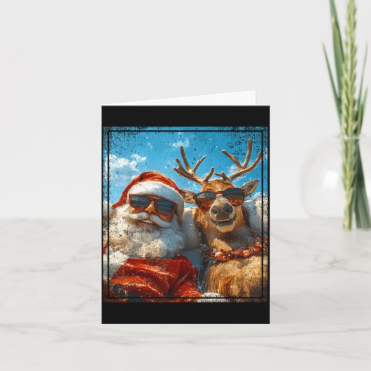 Santa And Reindeer Selfie Funny Christmas Vacation Kaart (Voorkant)