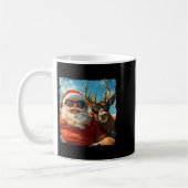 Santa And Reindeer Selfie Funny Christmas Vacation Koffiemok (Links)