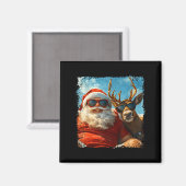 Santa And Reindeer Selfie Funny Christmas Vacation Magneet (Voorkant / Achterkant)