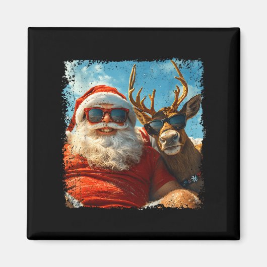 Santa And Reindeer Selfie Funny Christmas Vacation Magneet (Voorkant)