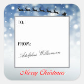 Santa and Reindeer Snowflakes Gift Label (Voorkant)