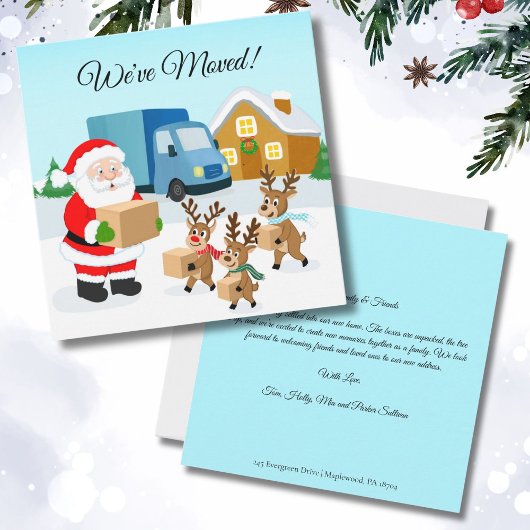 Santa and Reindeer We've Move Announcement  Aankondiging