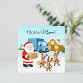 Santa and Reindeer We've Move Announcement  Aankondiging (Staand voorkant)