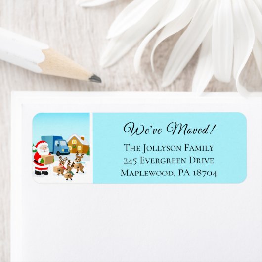 Santa and Reindeer We've Move Announcement  Etiket (Insitu)