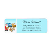 Santa and Reindeer We've Move Announcement Etiket (Voorkant)