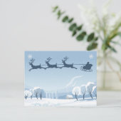 Santa and Reindeer Winter Christmas  Briefkaart (Staand voorkant)