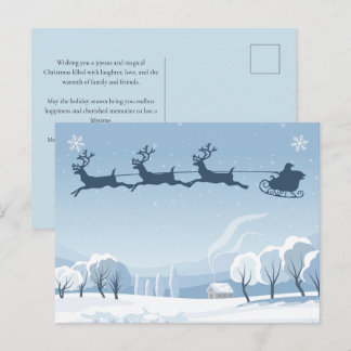 Santa and Reindeer Winter Christmas Briefkaart