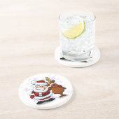 Santa And Reindeers Zandsteen Onderzetter (Zijkant)