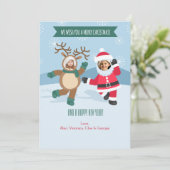 Santa and Rudolf Holiday-fotokaart Feestdagenkaart (Staand voorkant)