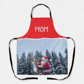 Santa and Rudolf Mom Chef All-Over Print Apron Schort (Voorkant)